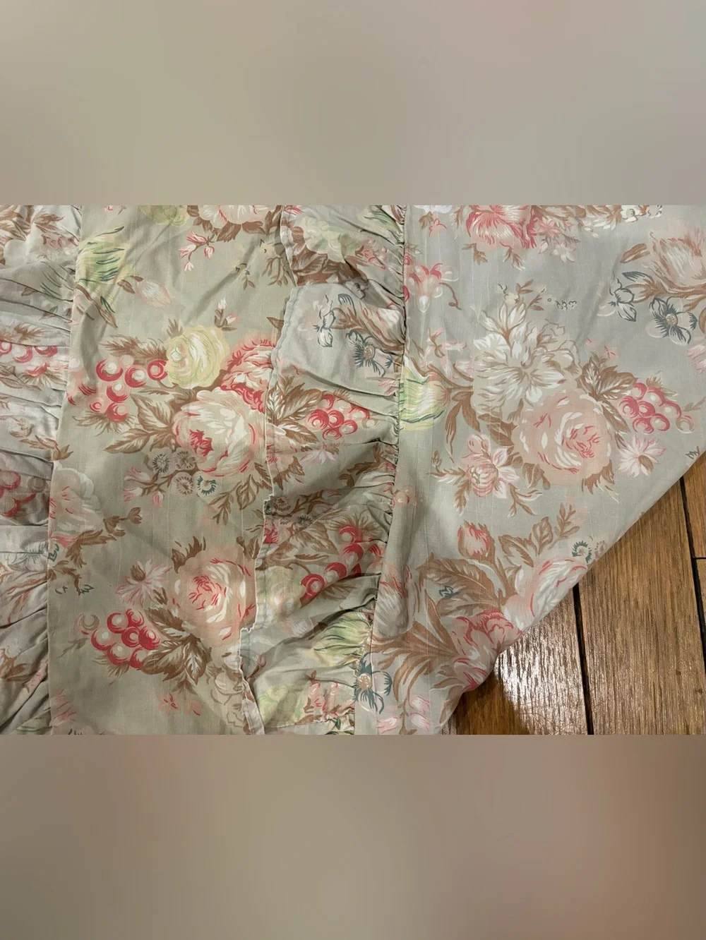 VTG Ralph Lauren floral pillow sham ruffle blue label green